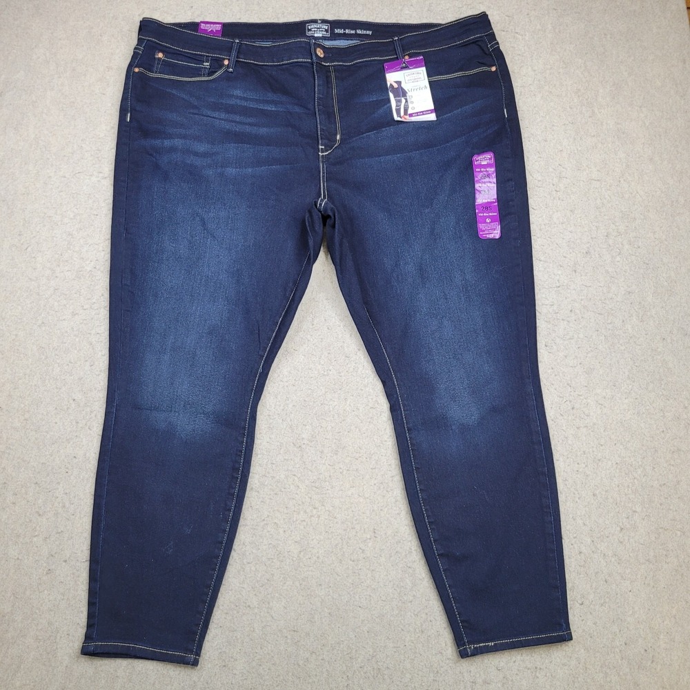 Levis Signature Jeans Womens 28S Mid Rise Skinny 44x28 Blue‎ Dark Wash Denim NEW